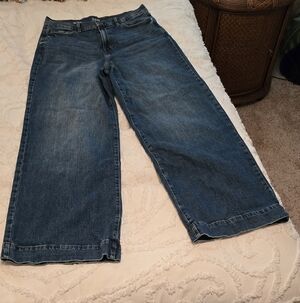 a.n.a. NWOT Women's High Rise Wide Leg Blue Denim Jeans, Size 14 TALL (316)
